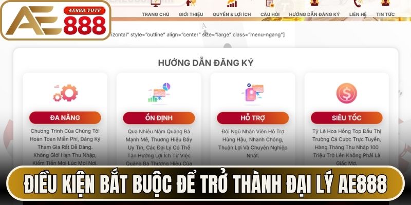 Đại Lý AE888 Cơ Hội Hợp Tác Kinh Doanh Thu Nhập Cao 2 Điều kiện bắt buộc để bạn trở thành đại lý AE888