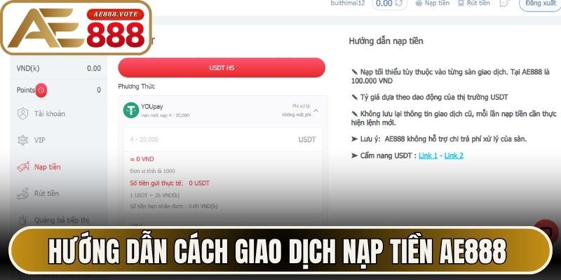 Nạp Tiền AE888 - Hướng Dẫn Thanh Toán An Toàn Nhất 2 Hướng dẫn cách giao dịch nạp tiền AE888 đơn giản